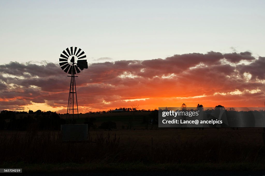 Queensland windmill sunset