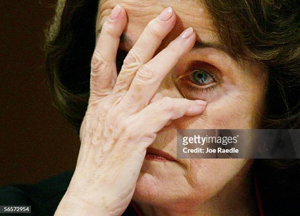 Sen. Dianne Feinstein listens to testimony during the confirmation hearing of U.S. Supreme Court nominee, Judge Samuel Alito, on the third day of...