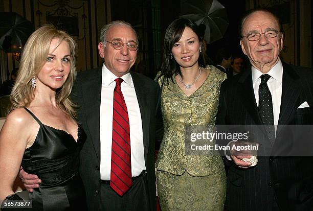 Claudia Peltz, husband Nelson Peltz, Wendy Deng and husband honoree Rupert Murdoch, chairman of News Corp., attend the Simon Weisenthal Center honors...