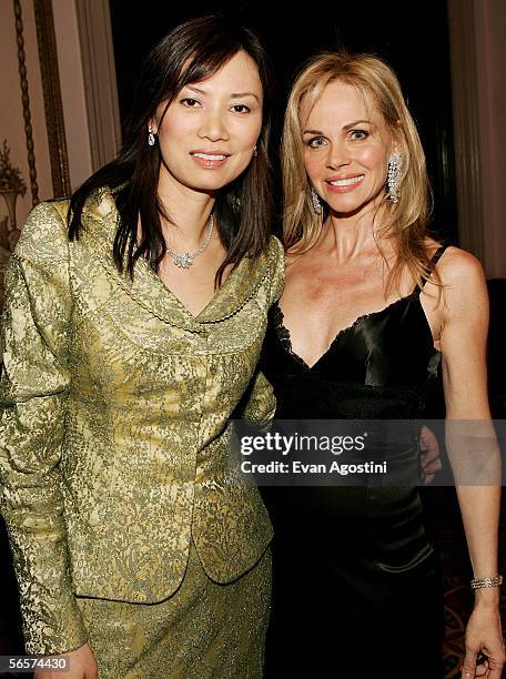 Wendy Deng and Claudia Peltz attend the Simon Weisenthal Center honors Rupert Murdoch ceremony at The Waldorf Astoria on January 11, 2006 in New York...