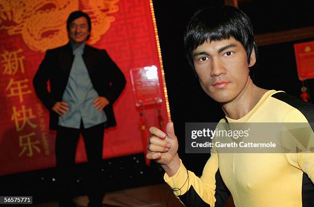 Waxwork model of Bruce Lee forms part of a temporary attraction starring eight of China?s top celebrities in celebration of Chinese New Year, at...