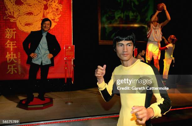 Waxwork model of Bruce Lee forms part of a temporary attraction starring eight of China?s top celebrities in celebration of Chinese New Year, at...