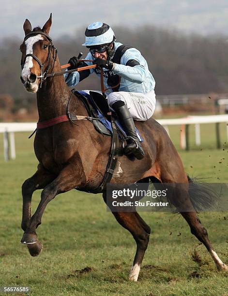 Bureaucrat ridden by PJ Brennan in action during the Sunshine 855 Maiden Hurdle Race on January 12, 2006 at Ludlow Racecourse, Ludlow, England. .