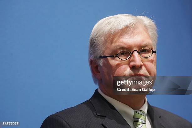 German Foreign Minister Frank-Walter Steinmeier attends a news conference with European foreign ministers January 12, 2005 in Berlin, Germany....