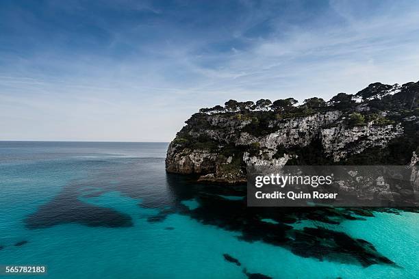 view of cala macarella and macarelleta, menorca, spain - cala macarelleta - fotografias e filmes do acervo