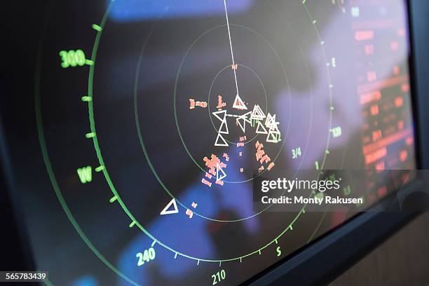 radar image of ships at sea on offshore windfarm - radar stockfoto's en -beelden