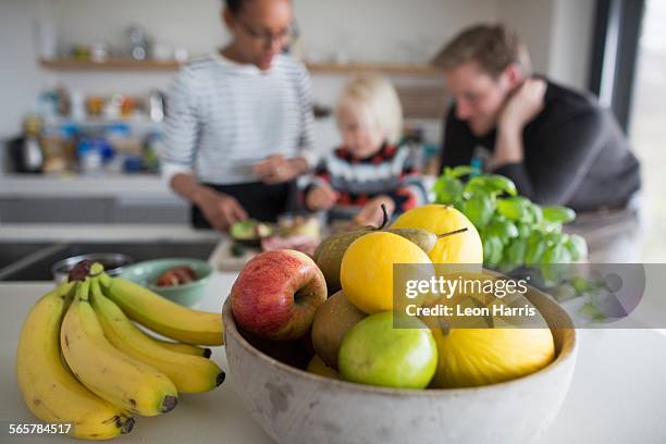 fruit bowl with fresh fruit, close up - fruit bowl stock pictures, royalty-free photos & images