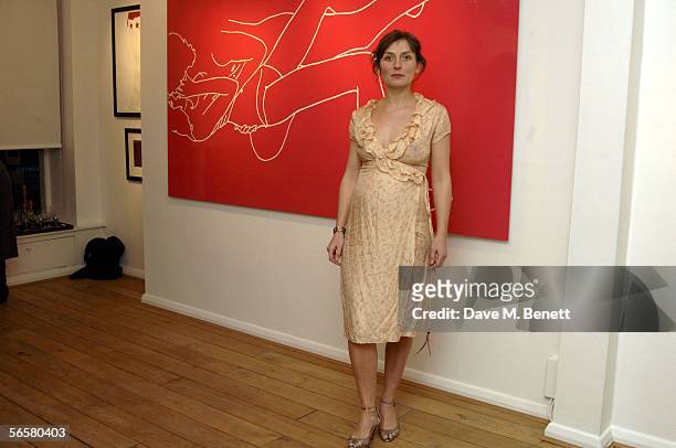 Natasha Law attends the private view for Jude Law's fashion illustrator sister Natasha Law's new exhibition "Hold" at Eleven on January 12, 2006 in...