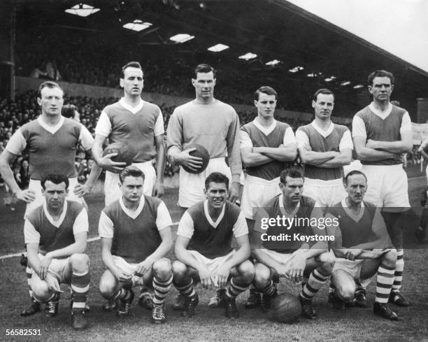 The Ipswich team which beat Aston Villa 2-0 a few days earlier, to win the First Division championship, 30th April 1962. From left to right, , Larry...