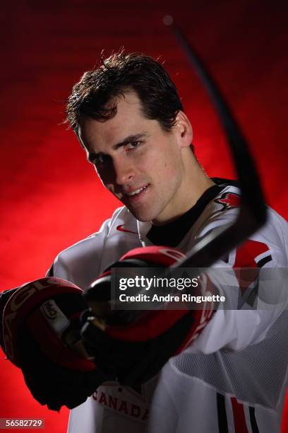 Wade Redden of the Ottawa Senators poses for a portrait in his Torino 2006 Olympic jersey on January 11, 2006 at the Corel Centre in Ottawa, Ontario.