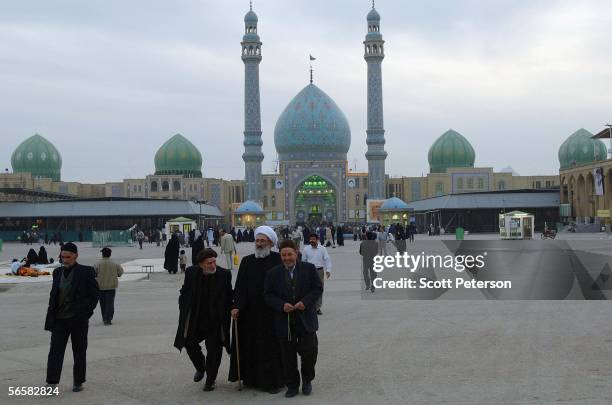 Iranian Shiites pray and wait for the return of the 12th Imam, or Mahdi, at the Jamkaran Mosque, east of the holy city of Qom on December 6, 2005 in...
