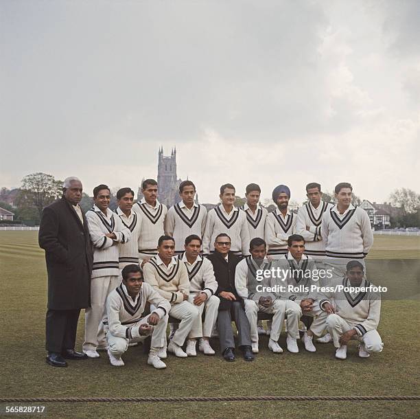 Group shot of the India cricket team posed together before their match against Worcestershire at Worcestershire's home ground at New Road, Worcester...