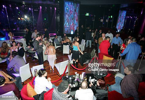 Patrons attend the grand opening of the Seamless Adult Ultra Lounge early December 18, 2005 in Las Vegas, Nevada.