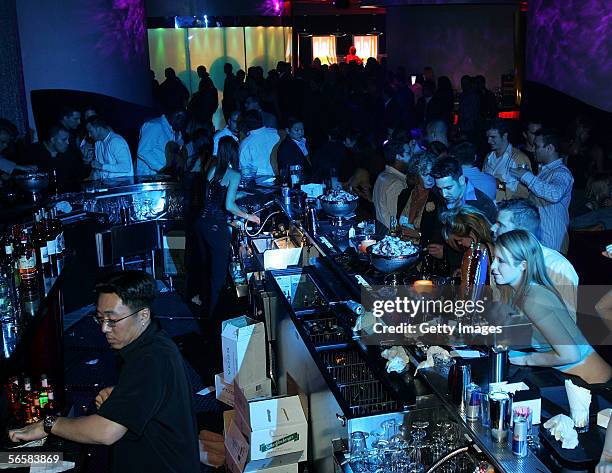 Bar area is shown during the grand opening of the Seamless Adult Ultra Lounge early December 18, 2005 in Las Vegas, Nevada.