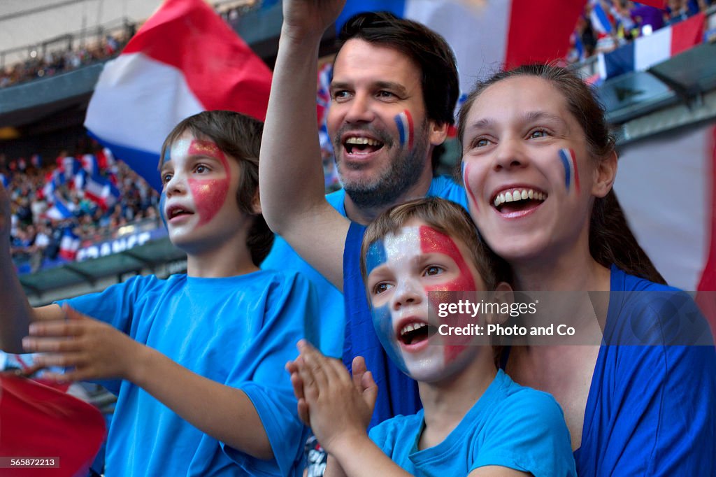 Family of French football fans at Stadium