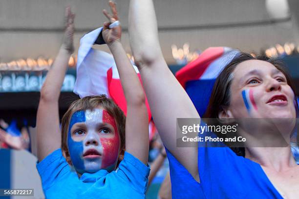 french football fans at stadium - mom cheering stock pictures, royalty-free photos & images