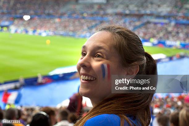 french football fan at stadium - football body paint 個照片及圖片檔