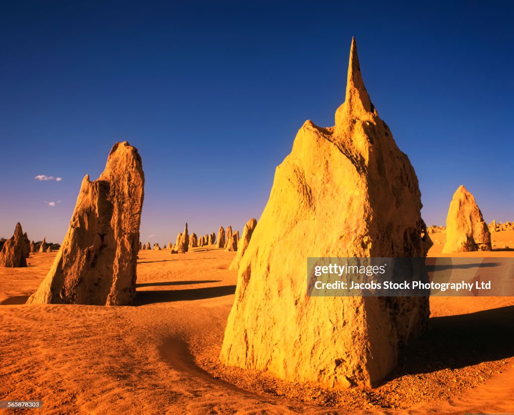 Rock formations in remote desert field