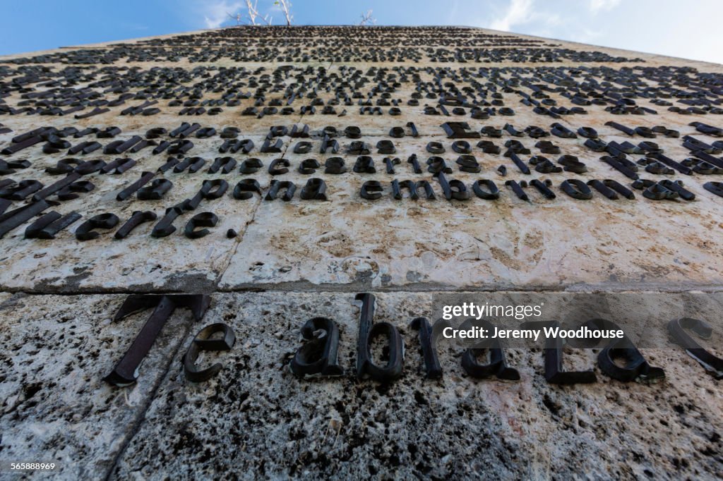 Low angle view of words on monument, Santa Clara, Santa Clara, Cuba