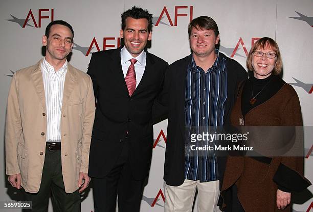 Writer Ethan Reiff, actor Oded Fehr, writer Cyrus Voris and Production Manager Ann Kindberg arrive at the AFI Awards Luncheon 2005 held at the the...