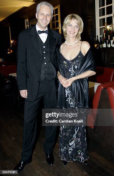 Marietta Slomka and husband Christof Lang attend the first Semper Opera Ball in 64 years on January 13, 2006 in Dresden, Germany.