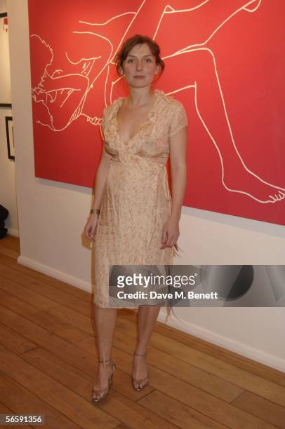 Artist Natasha Law, actor Jude Law's sister, attends the private view for her new exhibition "Hold" at Eleven on January 12, 2006 in London, England....
