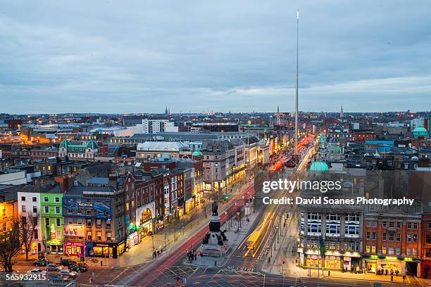 viewpoint over o'connell street, dublin - o'connell street stock pictures, royalty-free photos & images