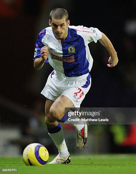 David Bentley of Blackburn Rovers in action during the Barclays Premiership match between Blackburn Rovers and Bolton Wanderers at Ewood Park on...