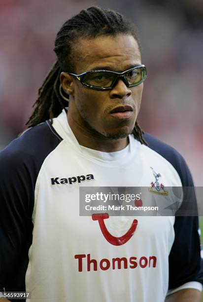 Edgar Davids of Tottenham Hotspur looks on during the Barclays Premiership match between Liverpool and Tottenham Hotspur at Anfield on January 14,...