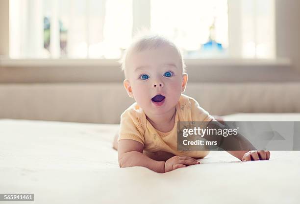 surprised baby - cute babies stock pictures, royalty-free photos & images