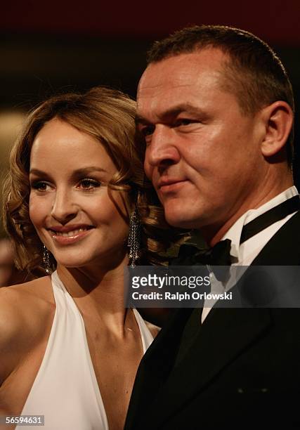 Lara Joy Koerner and Heiner Pollert arrive for the 33rd annual German Filmball at the Bayrische Hof Hotel on January 14, 2006 in Munich, Germany.