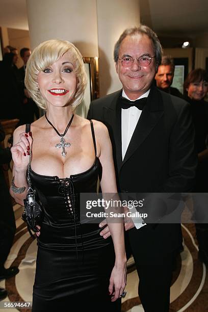 Porn queen Dolly Buster and her husband Dino Baumberger attend the 33rd annual German Film Ball at the Bayerische Hof Hotel on January 14, 2006 in...