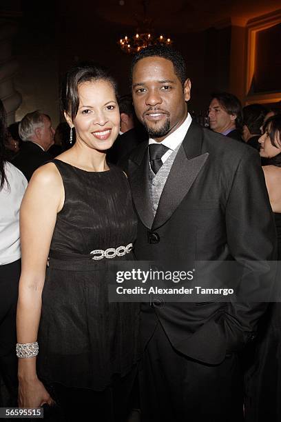 Actor Blair Underwood and his wife Desiree DeCosta pose at the Miami Beach Chamber Of Commerce Gala Hosted By Pat O?Brien at the Eden Roc hotel on...