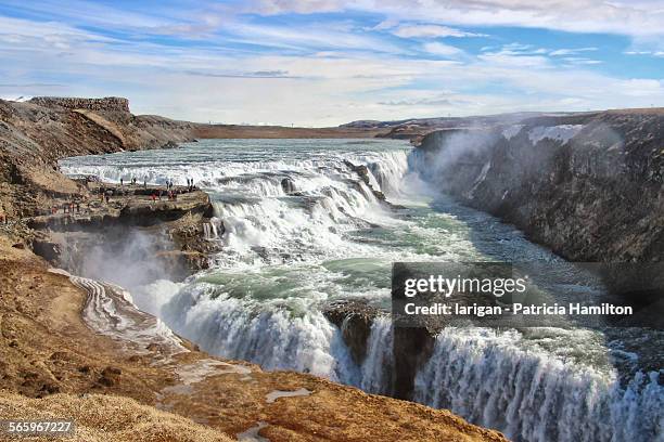 gullfoss waterfall, iceland - gullfoss falls stock pictures, royalty-free photos & images