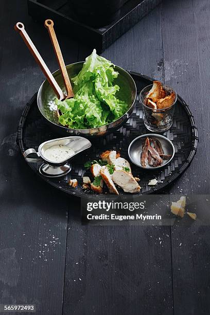 caesar salad ingredients - rusk stock pictures, royalty-free photos & images