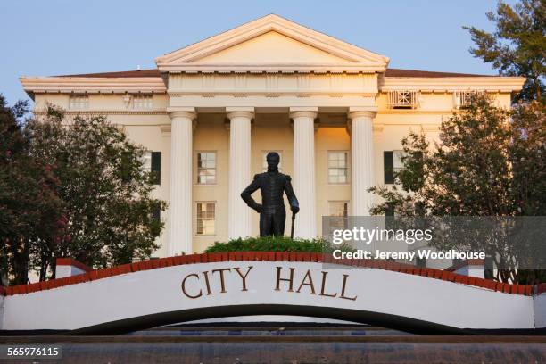 city hall facade and statue, jackson, mississippi, united states - jackson mississippi stock pictures, royalty-free photos & images
