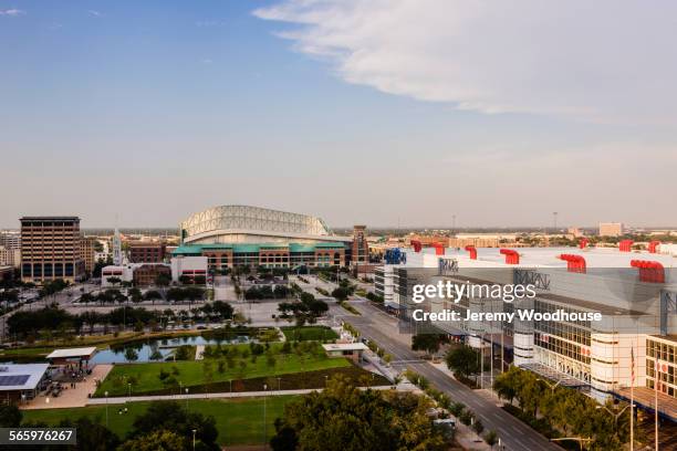 aerial view of houston cityscape, texas, united states - lakeside stadium stock pictures, royalty-free photos & images