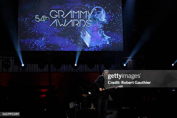 Steve Earle performs during pretel coverage of the 54th Annual Grammy Awards at the Staples Center in Los Angeles on February 12, 2012.