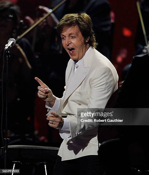 Paul McCartney during coverage of the 54th Annual Grammy Awards at the Staples Center in Los Angeles on February 12, 2012.