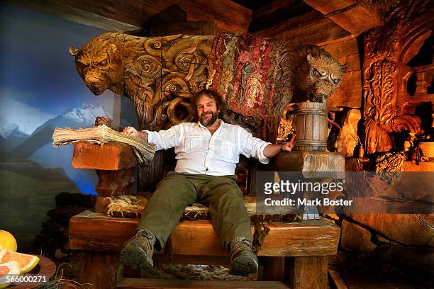 Peter Jackson, Director of the latest J.R.R. Tolkien adaptation, "The Hobbit: The Desolation Of Smaug" sits in one of the giant chairs fom the actual...