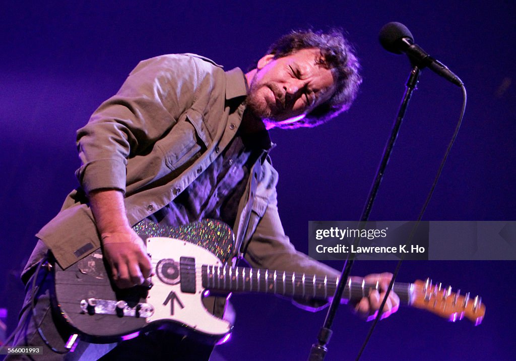 Eddie Vedder of Pearl Jam performs at the LA Sports Arena on Nov. 23, 2013.  Pearl Jam performs at