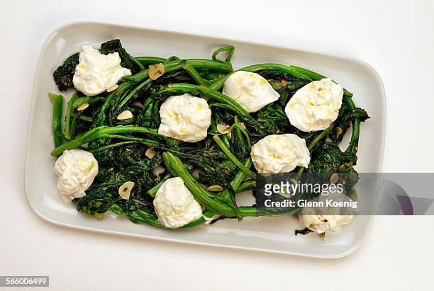 Broccoli Rabe with Burrata, was Photographed at the Los Angeles Times via Getty Images Photo studio on June 18, 2013. For a Calcook on entertaining...