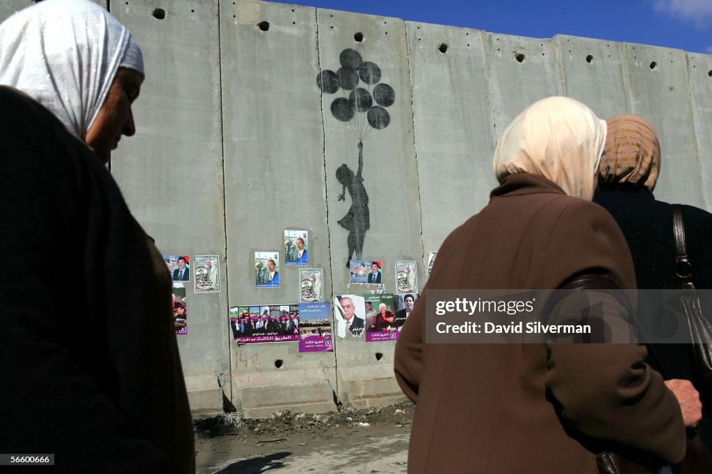 Israels Separation Barrier Sports Graffiti And Election Posters