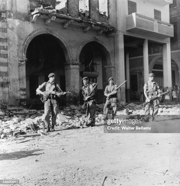 British troops on patrol in Egypt during the Suez Crisis, 13th November 1956.