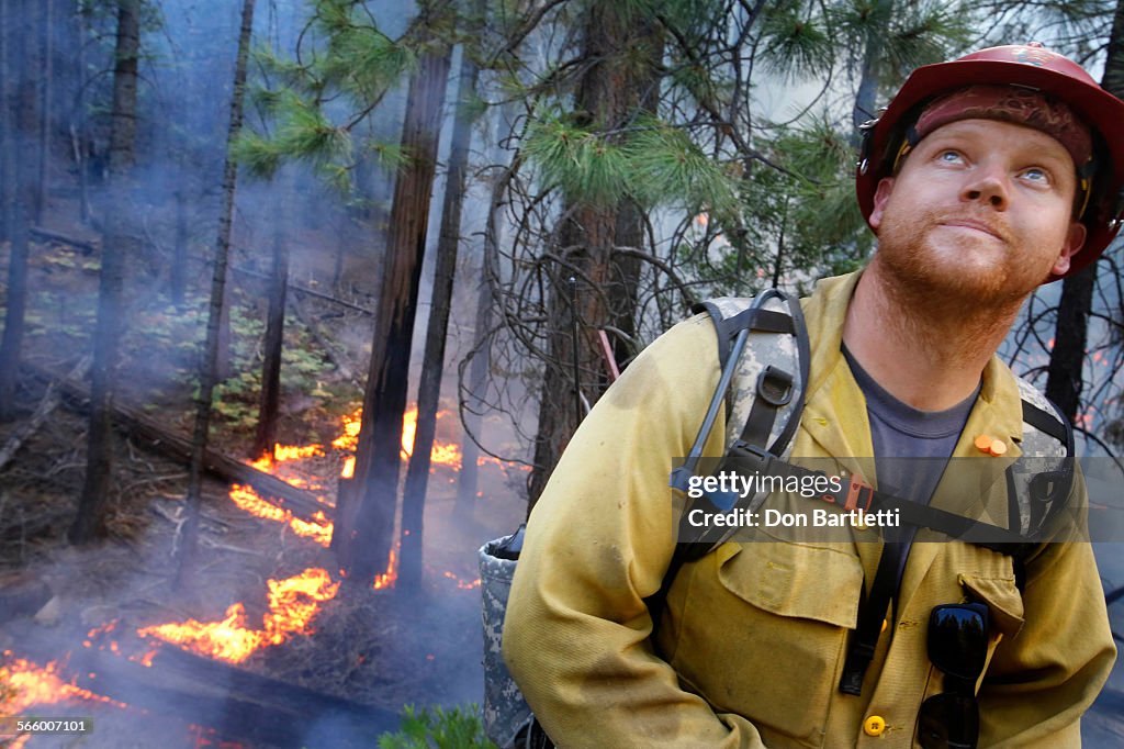 AUGUST 27, 2013. YOSEMITE NATIONAL PARK, CA. While monitoring a controlled backfire along Hwy 120
