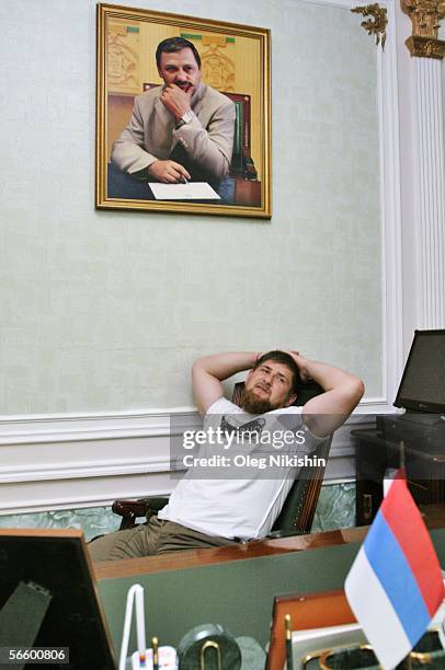 Chechen First Deputy Prime Minister Ramzan Kadyrov is seen in his office in Gudermes, 2 August 2005, Chechnya, Russia. Chechen acting premier Ramzan...