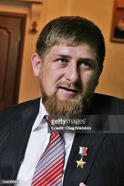 Chechen First Deputy Prime Minister Ramzan Kadyrov speaks in his office in Gudermes, 2 August 2005, Chechnya, Russia. Chechen acting premier Ramzan...