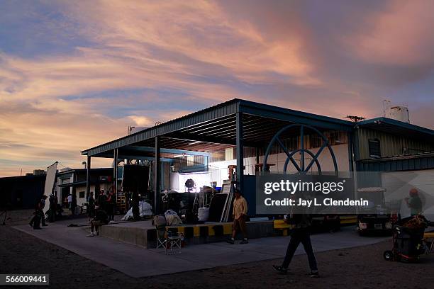 The sun sets over an industrial laundry facility used for a set on AMC's "Breaking Bad," filmed in Albuquerque, NM, May 26, 2011.