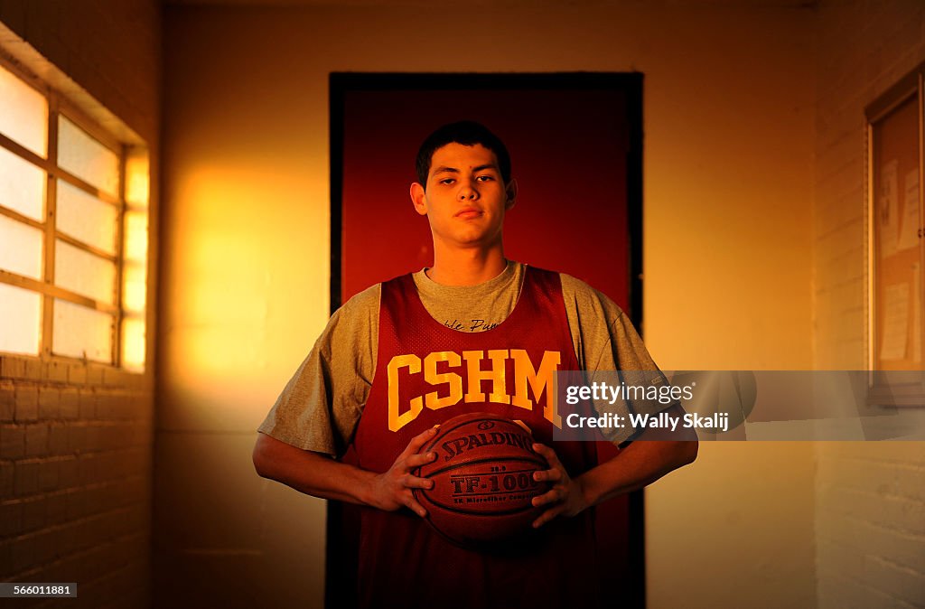 MONTEBELLO, CALIFORNIA JANUARY 12, 2011-Cantwell Sacred Heart of Mary basketball player Jose Estrad