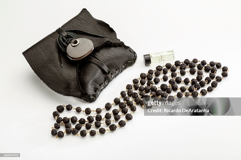 Persephenie Rose Prayer Bead Necklace handcrafted of organic red roses, Mysore sandalwood, rose oil